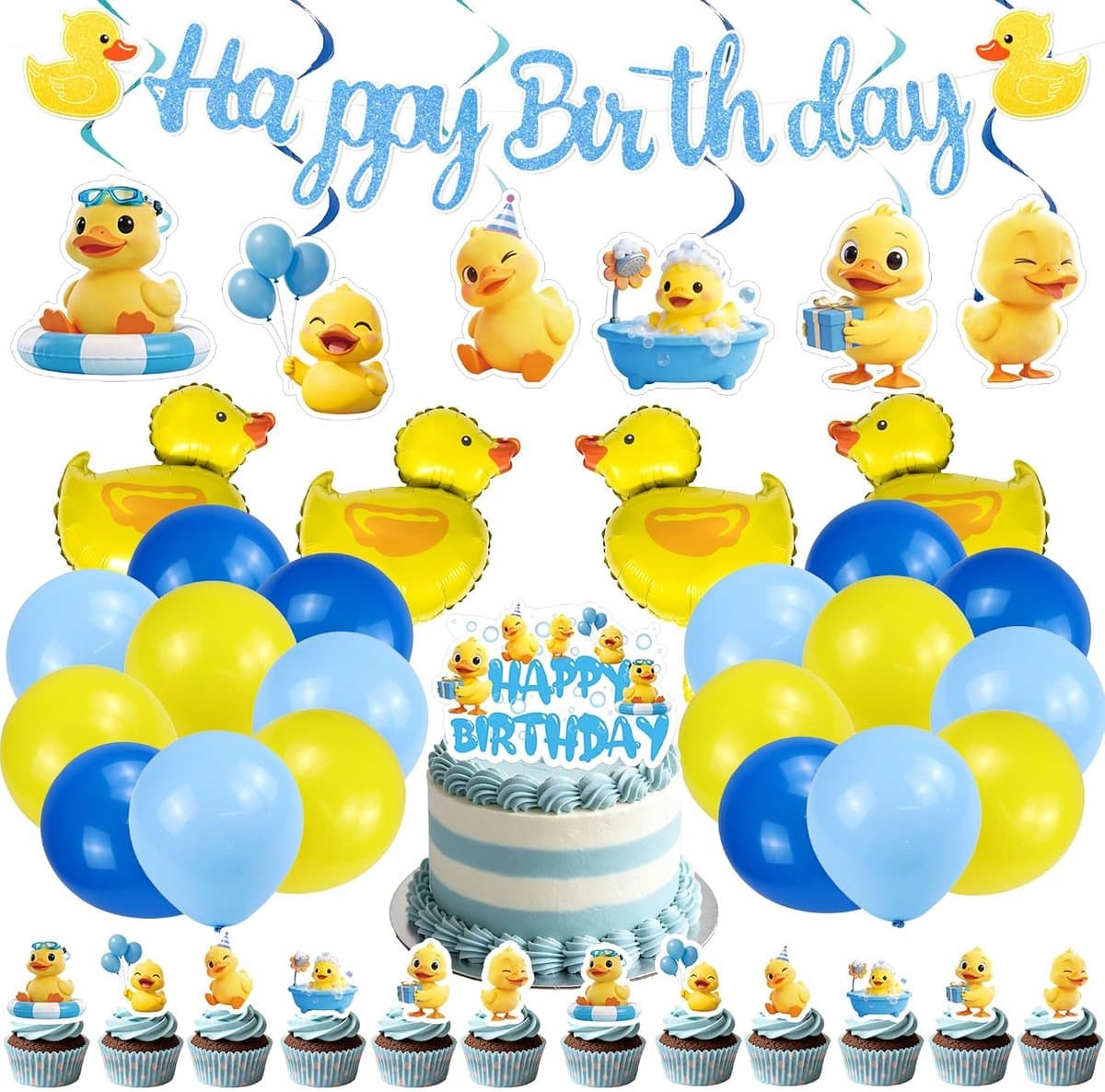 eend verjaardag slinger ballon decoratie - Eend Verjaardagsversiering Slinger Ballonnen Feestartikelen Cadeautjes - ShopVlot