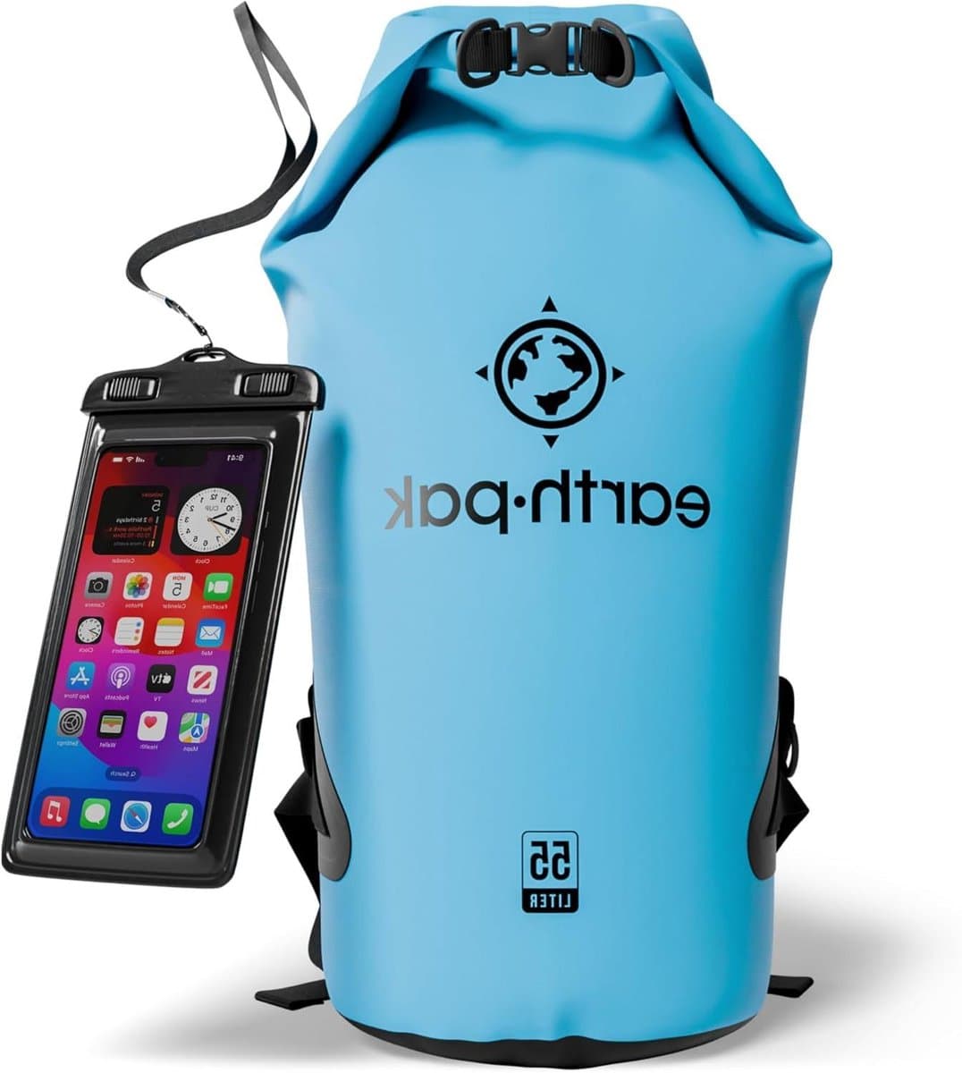 Waterdichte Tas - Rol Top Tas - Outdoor Avontuur - Inclusief Telefoonhoes - 10-55 Liter - Zwart