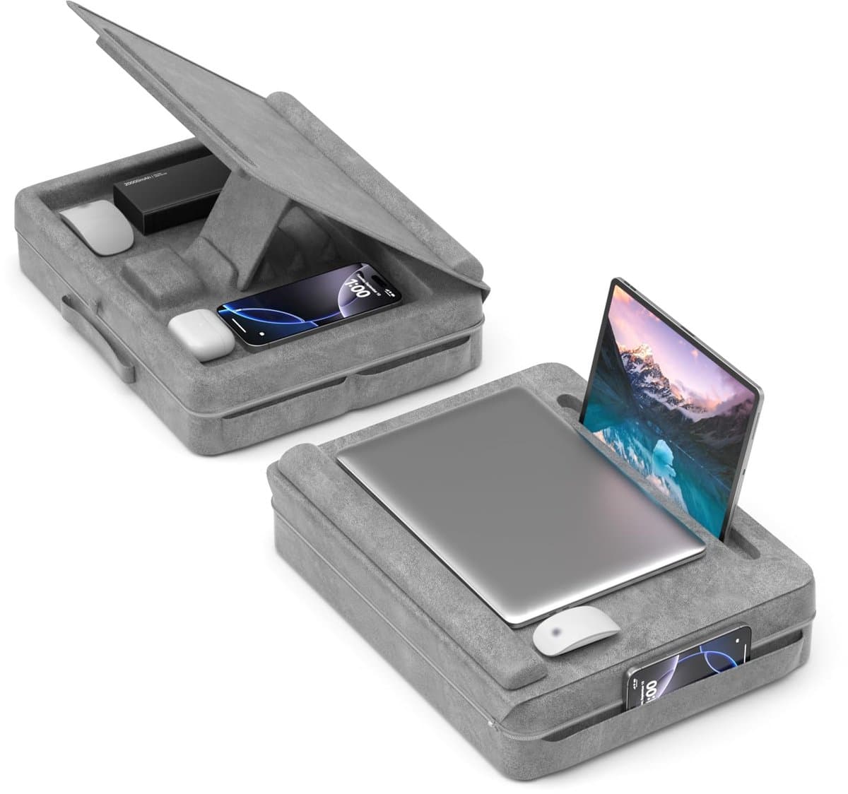 Dailygoods- Laptopbureau met opbergruimte - Verstelbaar schootbureau - Antislip - Groef voor tablet/telefoon - Comfortabel en huidvriendelijk - 4 kantelinstellingen