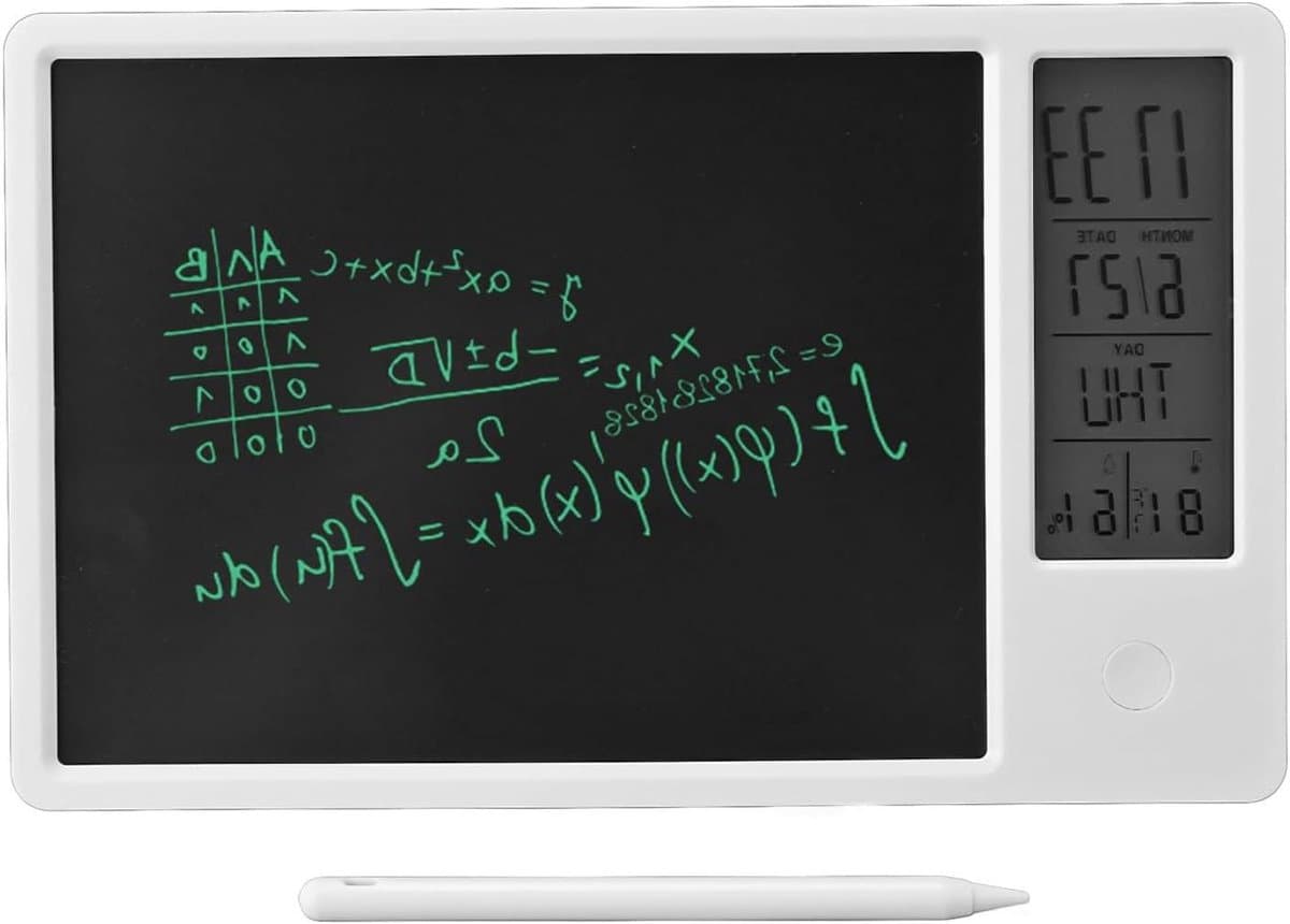 LCD Schrijftablet - Digibord Krabbelbord - Notities Maken - Met Digitale Klok - 10 Inch - Wit