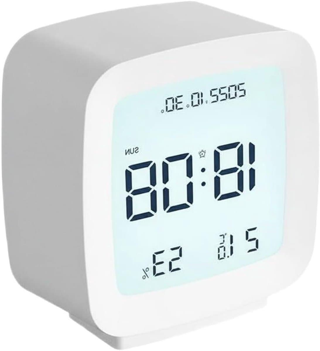 Digitale Wekker - Temperatuur Vochtigheid - Kamertemperatuur Monitoren - Spraakgestuurde Achtergrondverlichting - 9 x 9 x 4 cm - Zwart