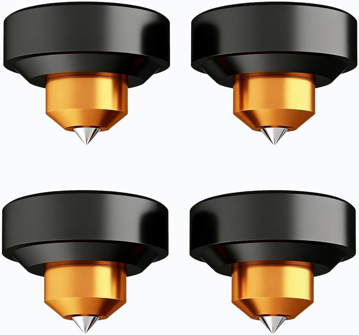 4 HiFi Spikes M4 Isolatievoeten, Absorberende 44 x 25 mm, Aluminium Speakerstand, Schokabsorber, Verstelbare Hoogte, Geluidsisolatie, Voetpads voor Apparaten