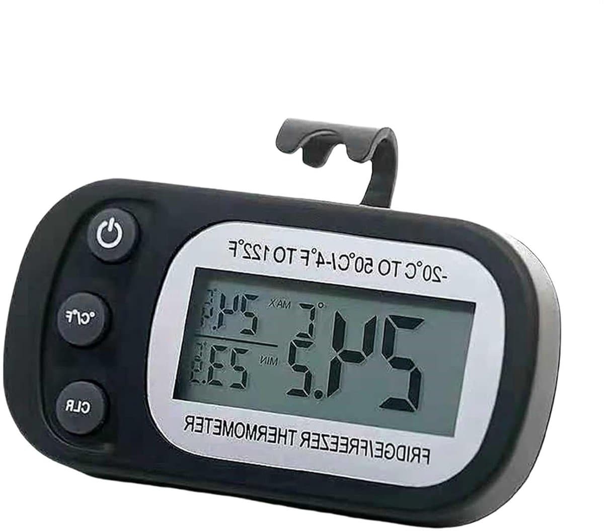 Koelkast thermometer - Digitale meter - Temperatuur bewaken - Max min opname - 9x7x3 cm - Zwart