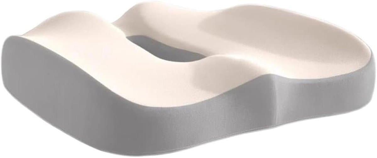 Zitkussen - Traagschuim Kussen - Comfortabel Zitten - Ergonomische Vorm - 40x36x8 cm - Grijs Beige