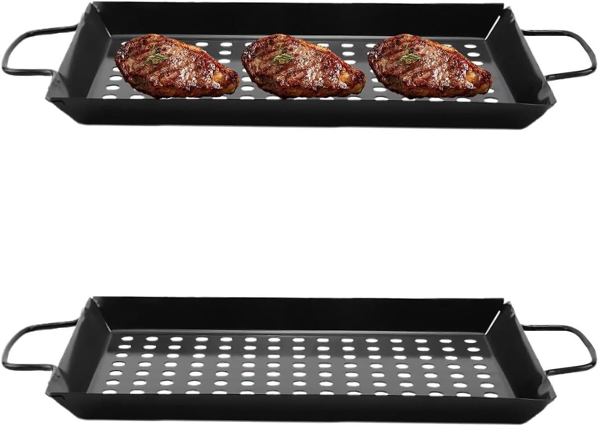 Grillmand - Groente Pan - Buiten Koken - Roestvrij Staal - Grote Capaciteit - Zilverkleurig