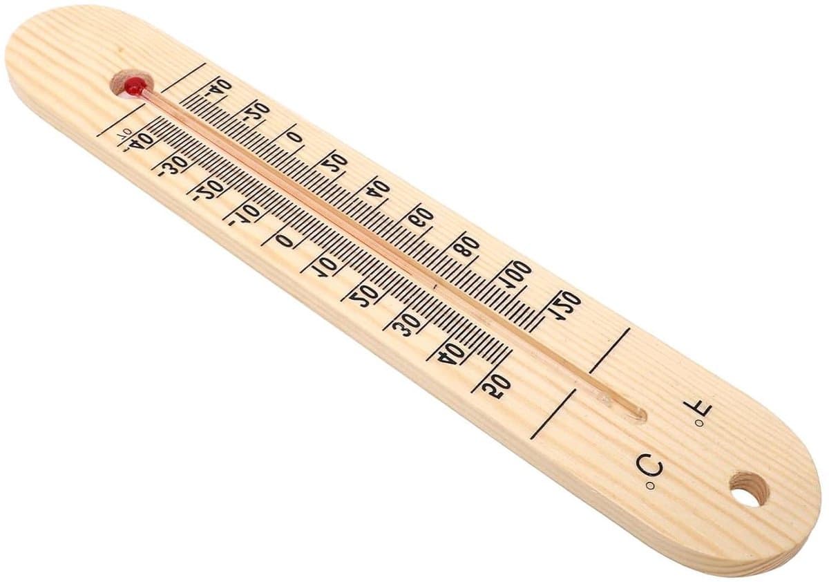 Wandthermometer - Temperatuurmeter Binnen Buiten - Temperatuur Monitoren - Nauwkeurig Kerosine Gevuld - 27 Centimeter - Houtnerf
