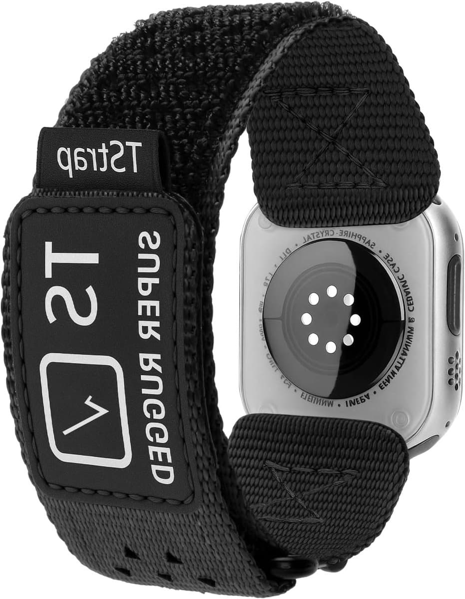 Zwarte Nylon Sportband voor Apple Watch - Geschikt voor 49mm, 46mm, 45mm, 44mm, 42mm - Militaire Workout Band voor Ultra en Series 1 t/m 10