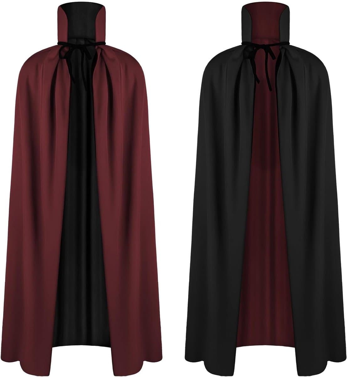 Halloween Dubbele Laag Cloak Unisex Vampier Kostuum Tovenaar Cosplay Cape voor Mannen en Vrouwen - Volledige Lengte Cloak voor Halloween Feest, Familiefeest en Verkleedpartij