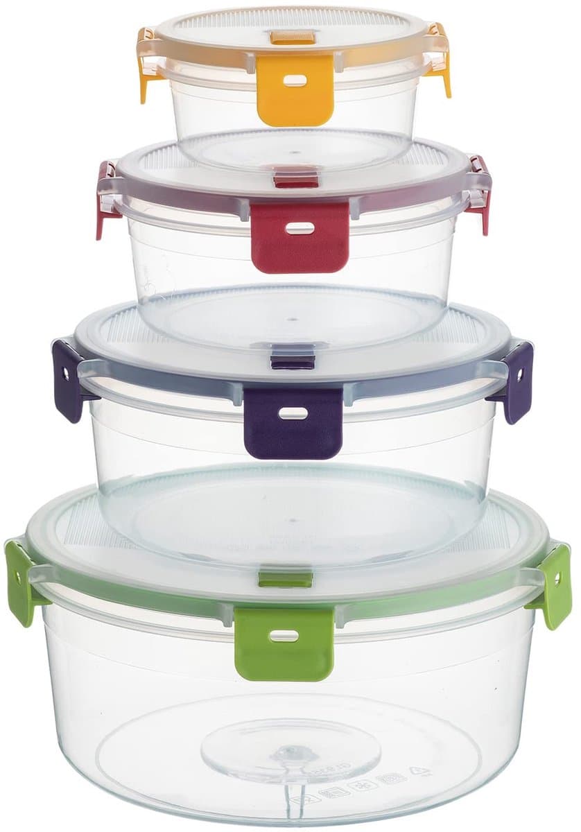 Dailygoods- Voedselopslagcontainer Set van 4 - BPA-vrij - Luchtdicht - Vaatwasmachinebestendig - Magnetron/Vriezer veilig - Kunststof - Voedselcontainers