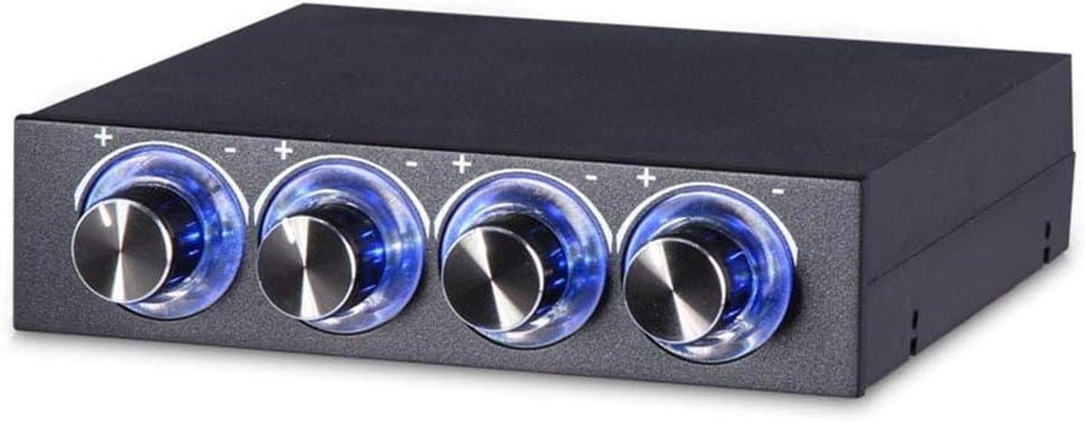 PC Ventilator Controller - Snelheid Temperatuur - Koeling Optimaliseren - 4 Kanaals Besturing - 12 Volt - Blauw
