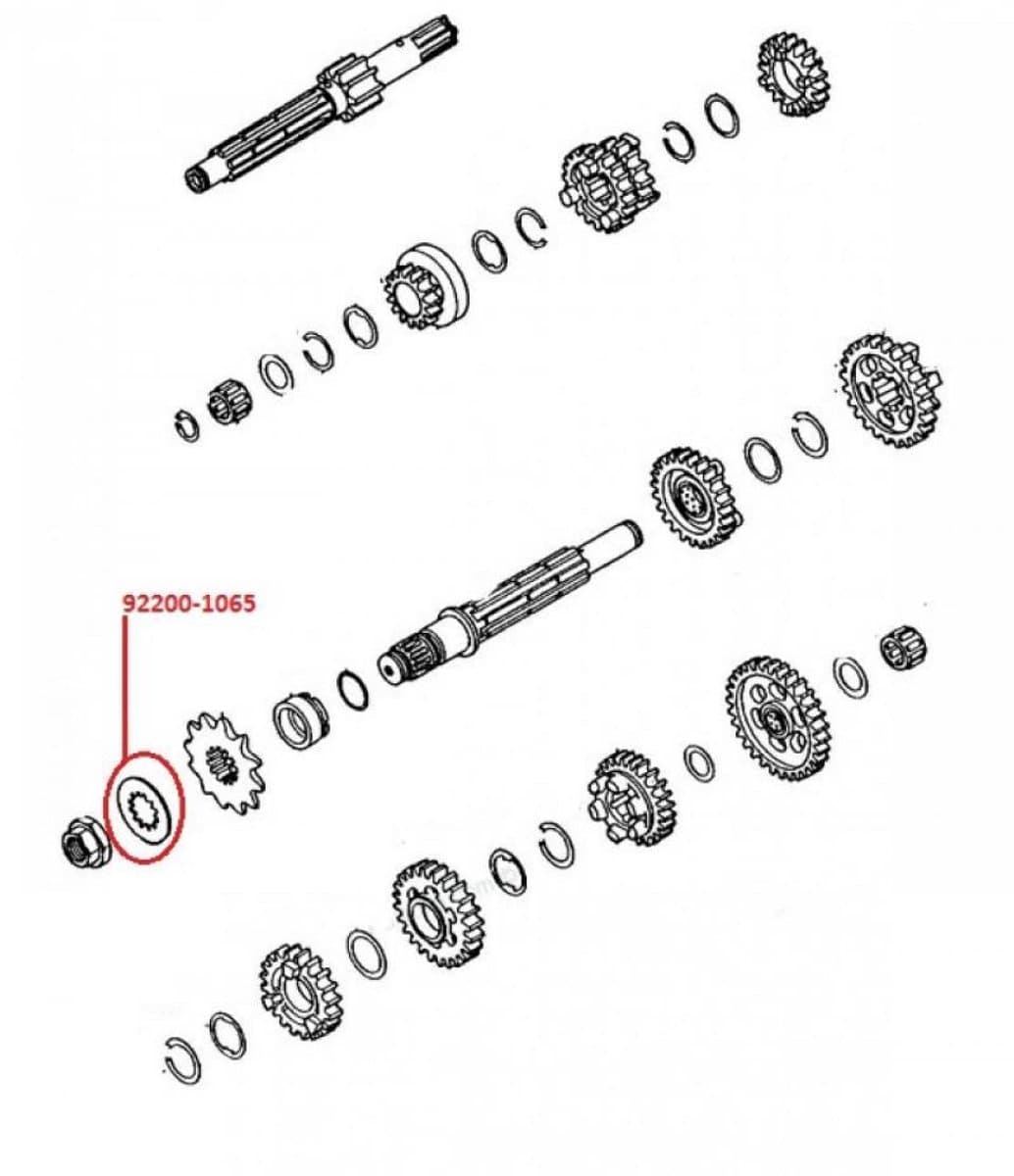 splined wasmachine versnellingsbak uitgang voor motor kawasaki 650 klr 92200-1065 nieuw