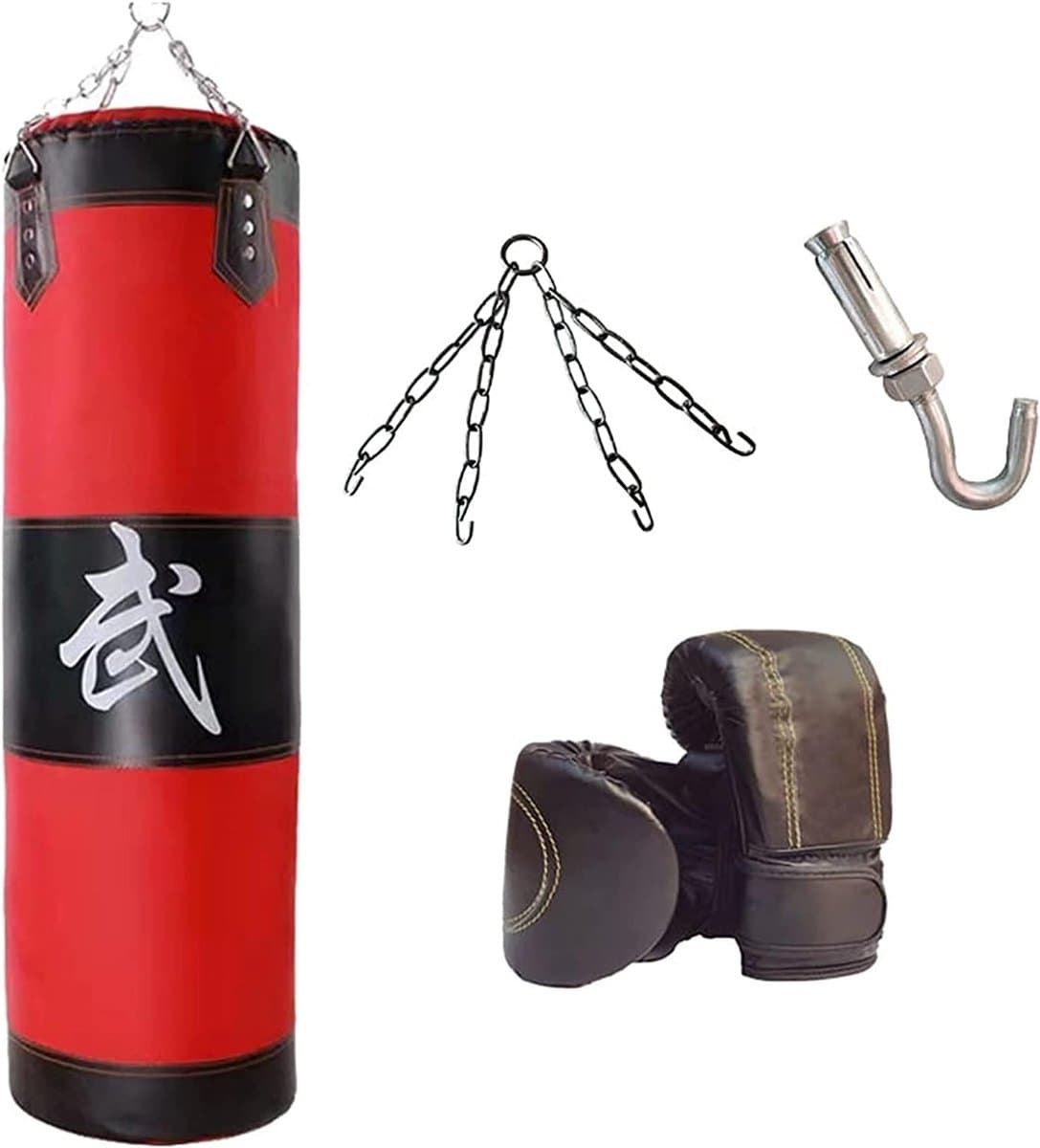 Bokszak Set - Zandzak Training - Vechtsport Fitness - Verdikt Oxford Materiaal - 120cm Lengte - Rood