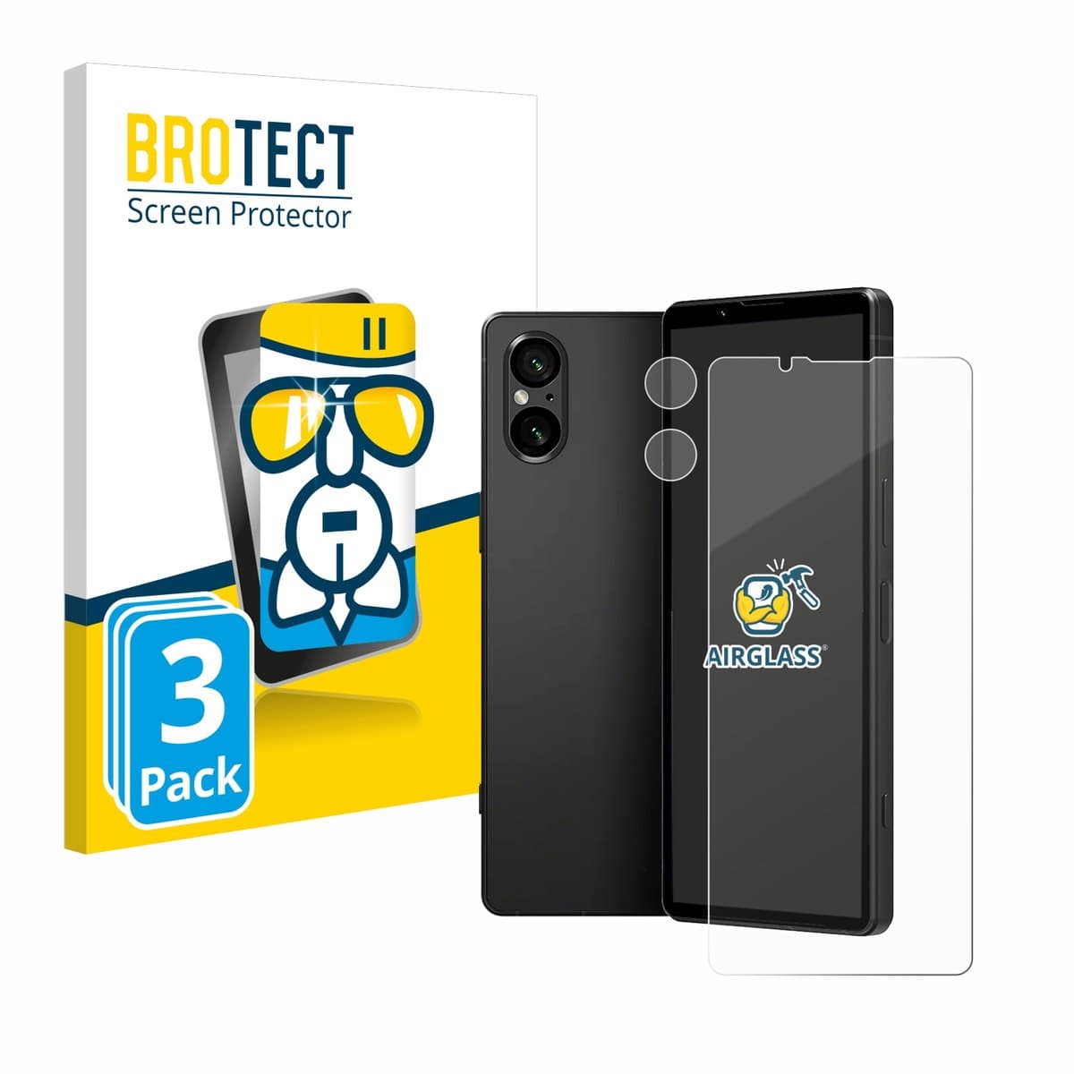 Screenprotector 3 Stuks voor Sony Xperia 5 V (Voor+Camera) Beschermglas transparant