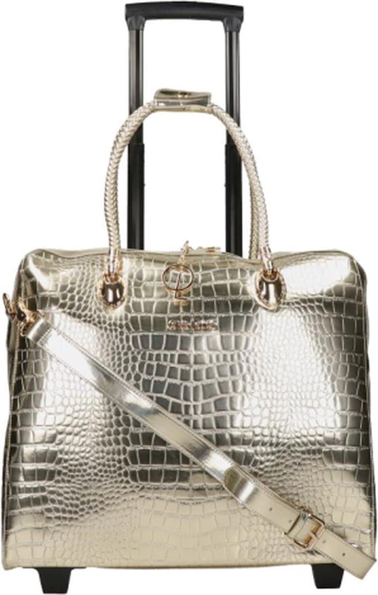 Olivia Lauren Laptoptrolley Dames / Businesstrolley - 17 inch - Kunstleer - Krokodillenprint - Alice Gold - Goud