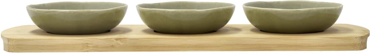 Villa Collection Shoku Bamboe dienblad met 3 kommen 32 x 10 cm Pure Green