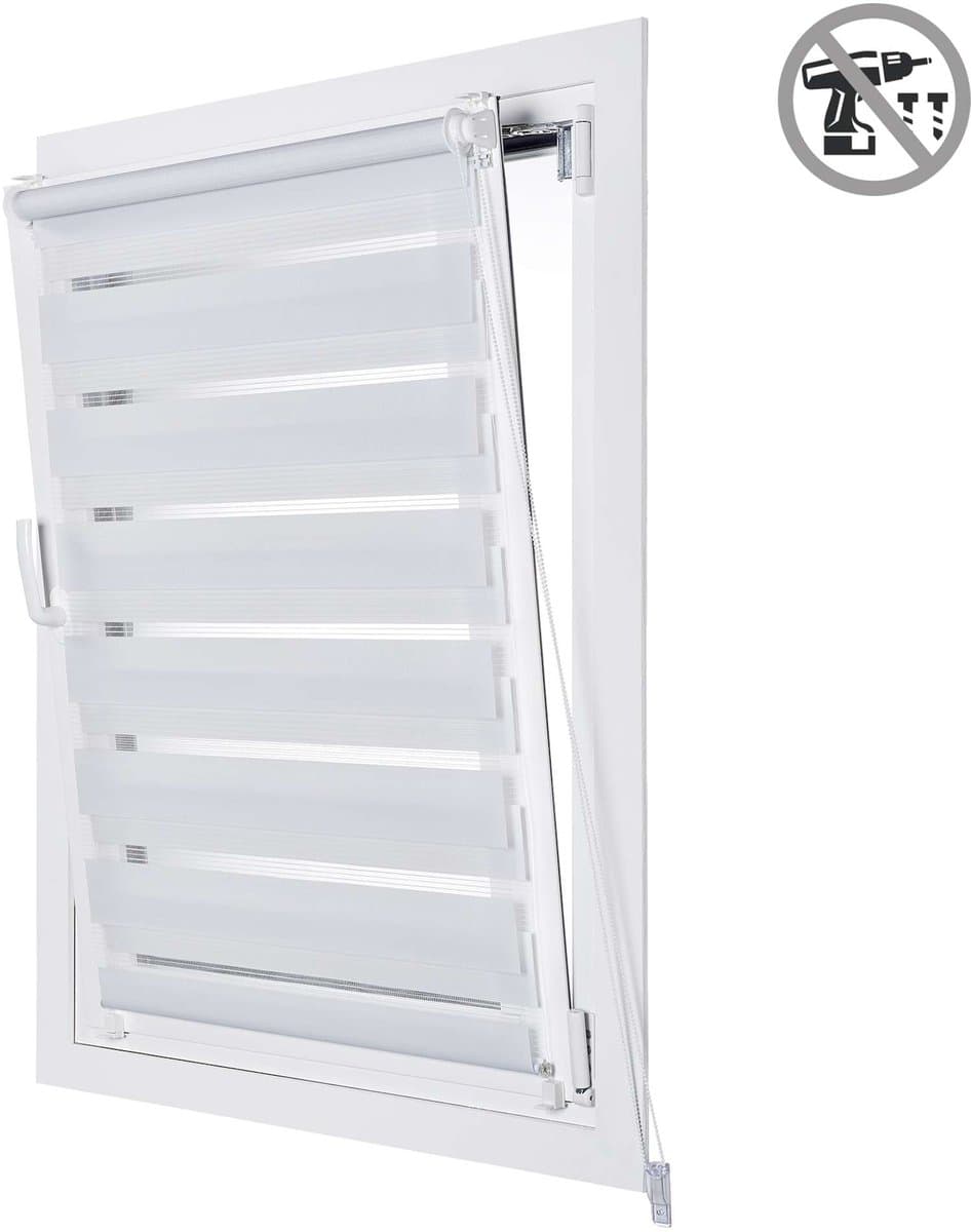 Storesdeco - EasyFix Duo rolgrodijnen, rolgordijn zonder boren, Wit, 45x180 cm