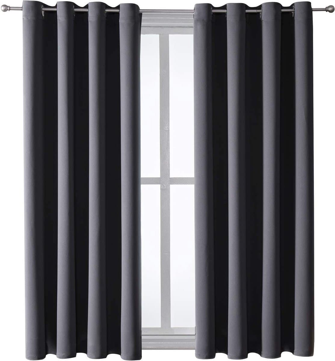 Geweo Verduisterend Gordijn Kant en Klaar met Plooiband - 150*250 cm- Grijs- Raamdecoratie - 2stuks