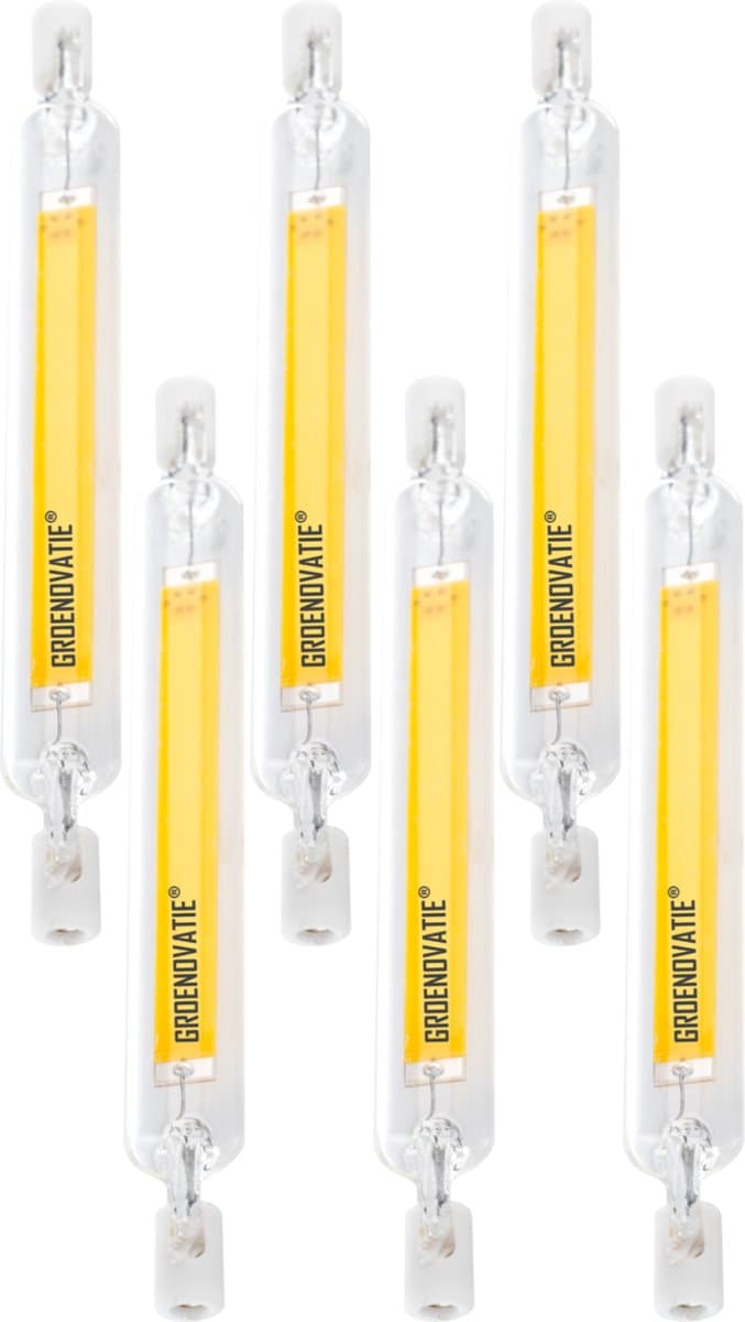 Groenovatie R7S LED Lamp - 6-Pack - 10W - 118 mm - Warm Wit - Dimbaar