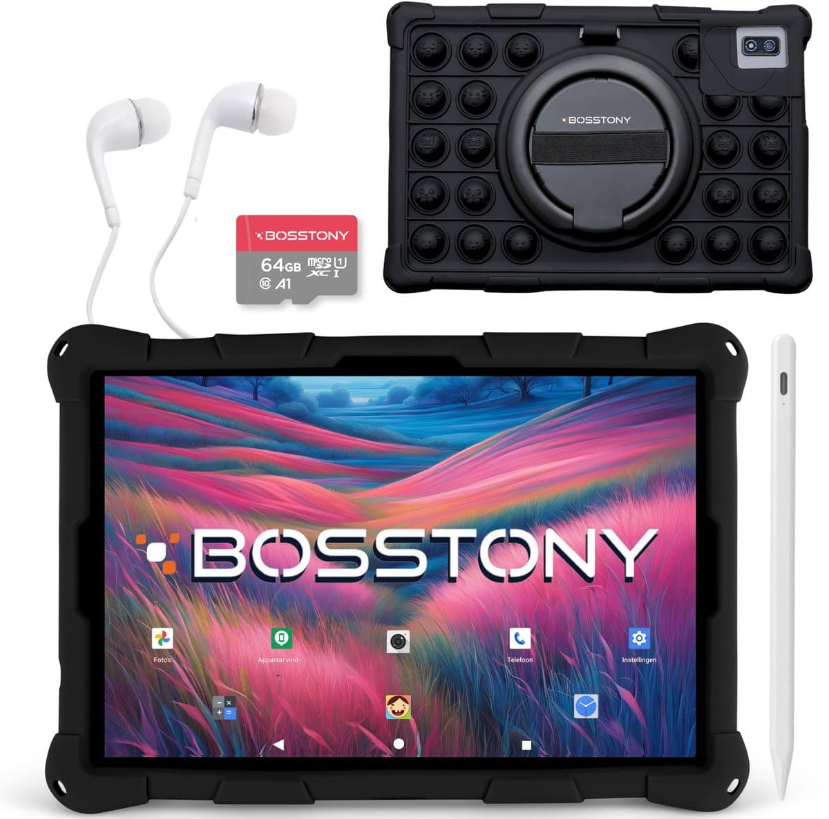 Bosstony Snelle Kids Tablet 10 inch - Ouderlijk Toezicht - 6000mAh Batterij - Android 13 - Incl Beschermpakket - Kindertablet vanaf 3 jaar - Tablet Kinderen