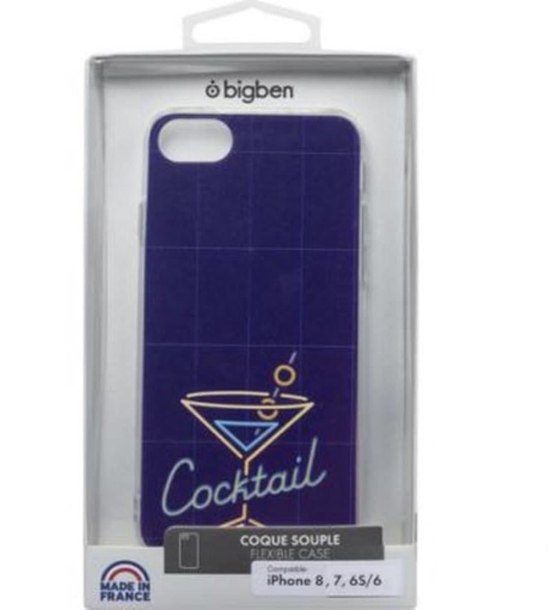 Bigben Connected, Hoesje geschikt voor iPhone SE 2020/8/7/6S/6 - Hardcase Holografisch Cocktail Patroon, Paars
