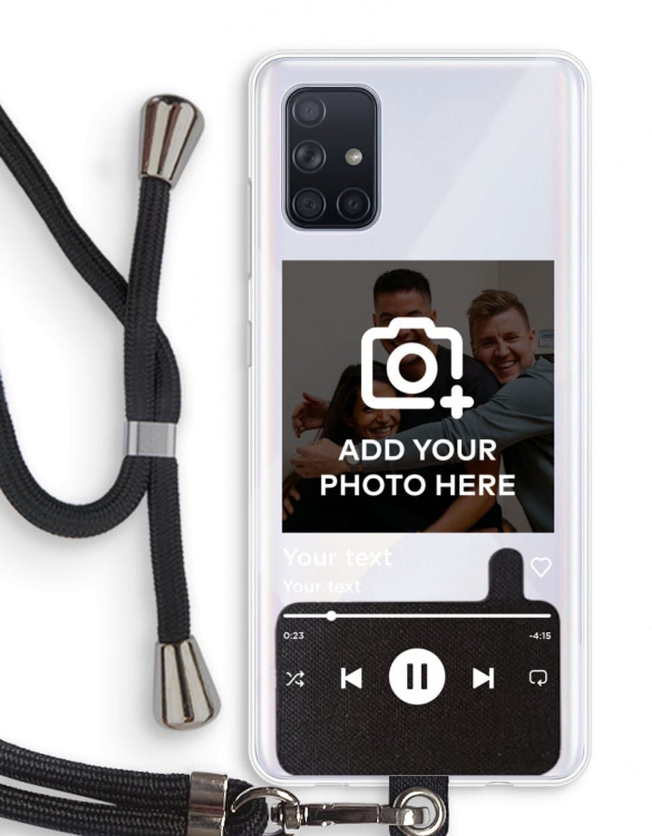 Gepersonaliseerd - Case Company® - Hoesje met koord geschikt voor Samsung Galaxy A71 hoesje met Koord - Music Player - Telefoonhoesje met Zwart Koord - Bescherming aan alle Kanten en Over de Schermrand