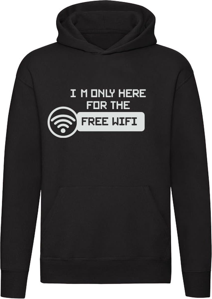 I'm only here for the Free WIFI Hoodie - werk - humor - grappig - vriend - vriendin - vakantie - hotel - restaurant - unisex - trui - sweater - capuchon