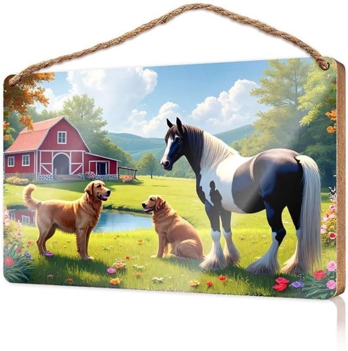 Houten decoratiebord - Plaquette voor wanddecoratie - Om het huis te verfraaien - Duurzaam houtmateriaal - 20x30 cm - Kleurrijk