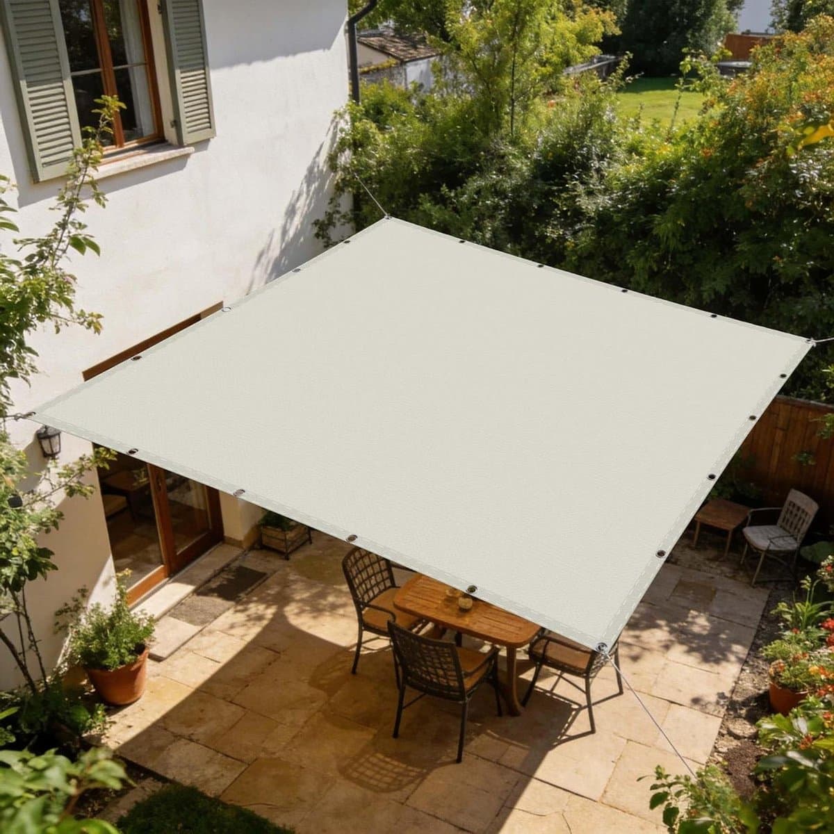 Zonwering Schaduwdoek - Zonnezeil Buiten - Terras Beschermen - Waterdicht UV-bestendig - 160 x 450 cm - Gebroken wit