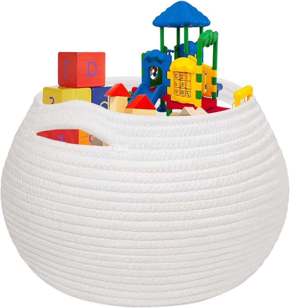 Katoenen opbergmand - Mand voor spullen - Organiseren van speelgoed - Cilindrische vorm - 38 x 19 x 7 cm