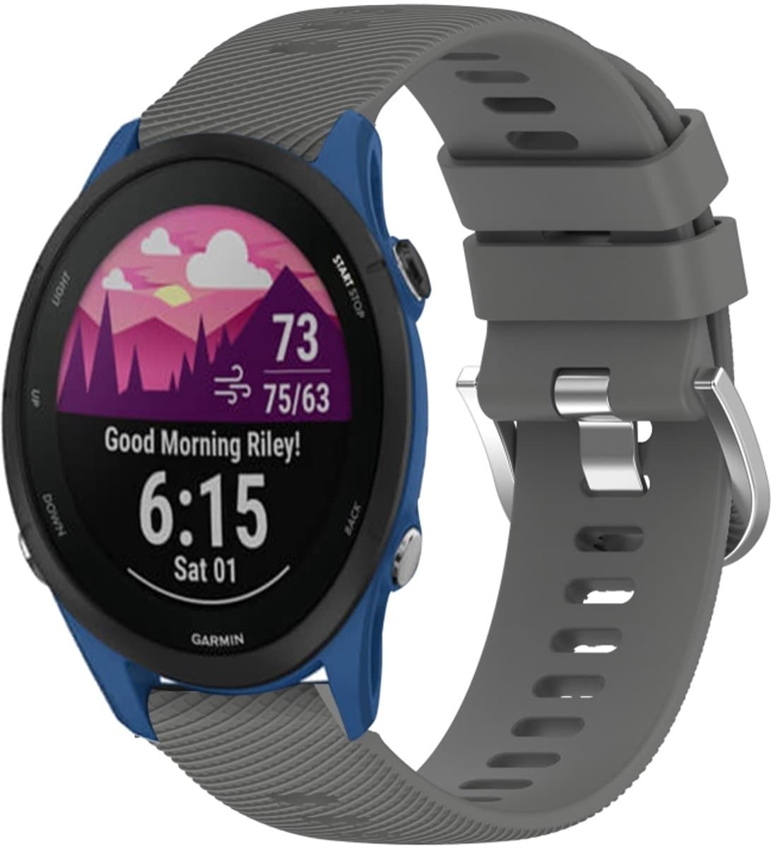 Voor Garmin Forerunner 255S 18mm effen kleur siliconen horlogeband (donkergrijs)