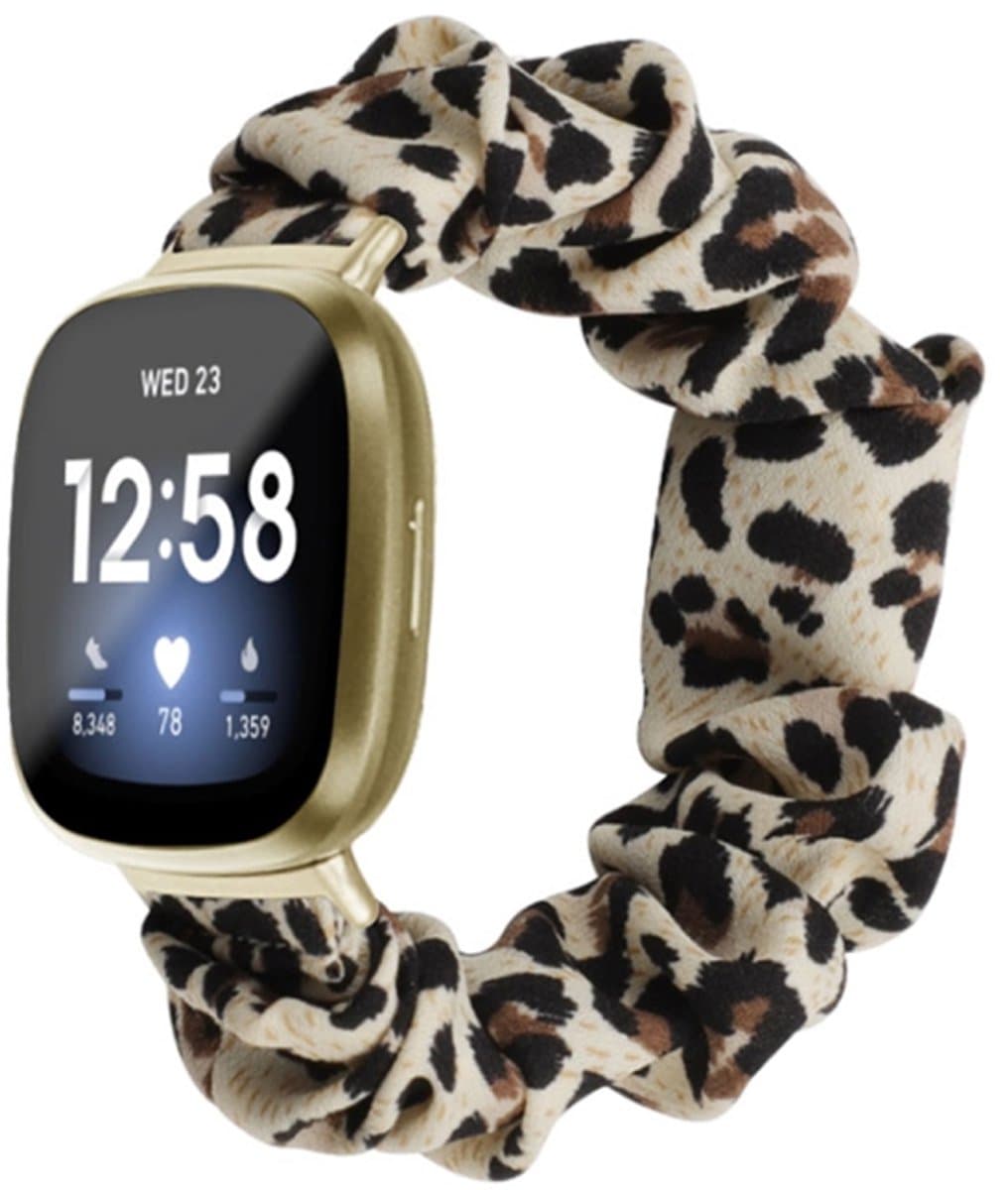 Voor Fitbit Versa 4/Sense 2 Universele Haarring Doek Horlogeband (luipaardprint)