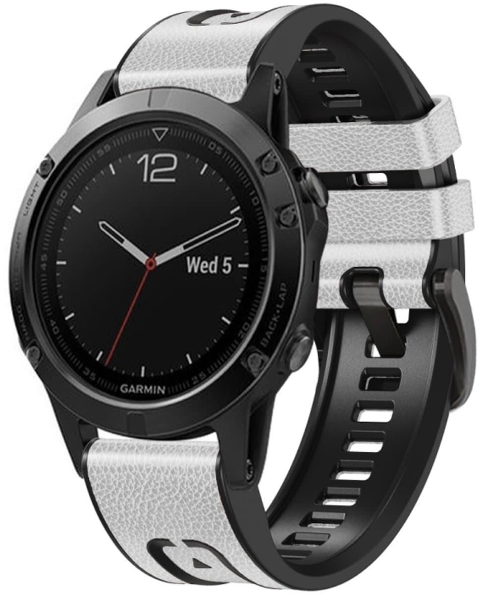 Voor Garmin Fenix 7X siliconen + lederen snelsluiting horlogeband (wit)