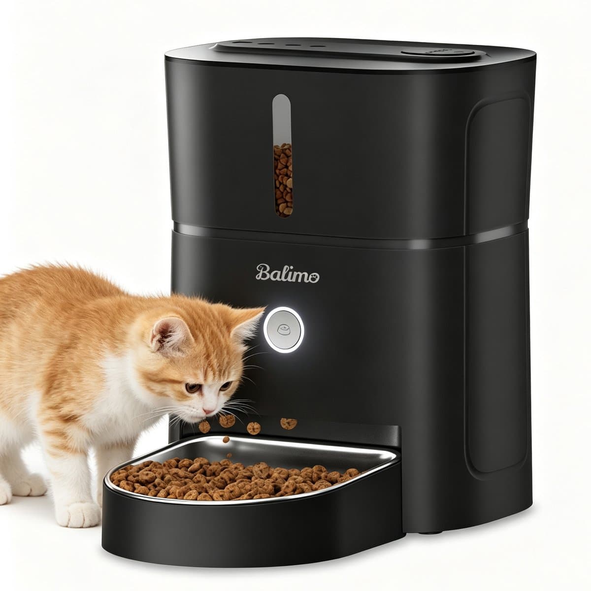 Balimo Automatische Voerbak kat/hond - Automatische voerautomaat kat - Automatische voerbak hond - Regelbaar voedingsschema 3L - Zwart