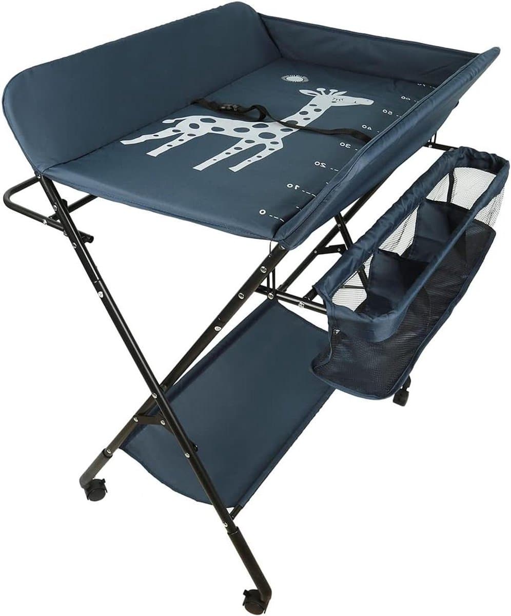Babyverschoontafel - Opvouwbare commode - Baby verzorgen - In hoogte verstelbaar - Met opbergvakken - Roze