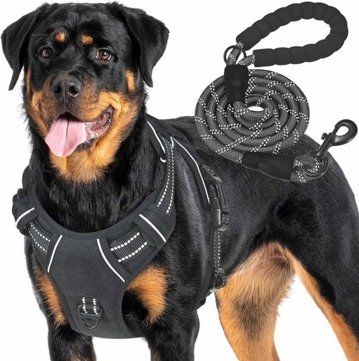 Heavy Duty tactisch hondenharnas groot - anti-trek, verstelbaar en reflecterend voor service- en werkhonden