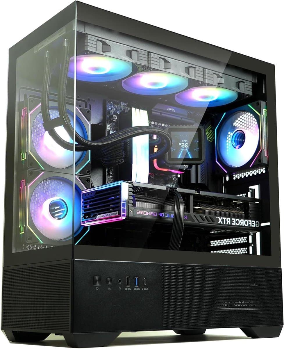 Gaming PC Behuizing - Mid-Tower Kast - Krachtige Builds - Panoramisch Glas - ATX Formaat - Zwart