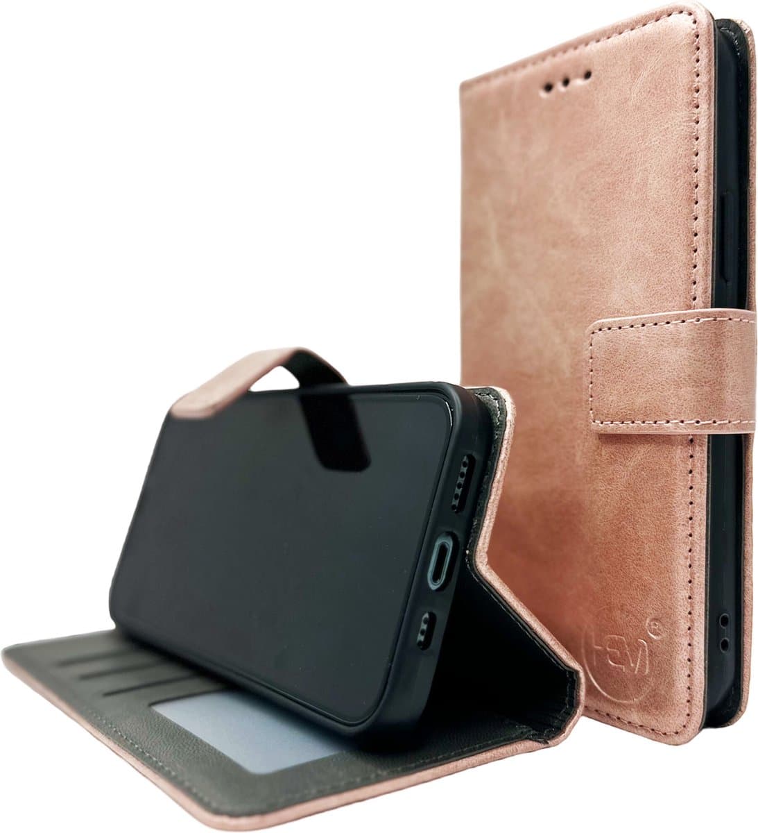 HEM Stylish Book Case (geschikt voor S23 Plus) Samsung S23 Plus hoesje met 3 pasjesuitsnedes + fotovakje - Portemonneehoesje - pasjeshouder - Rose Gold