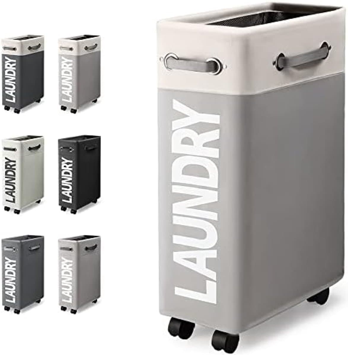 Wasmand met Wieltjes 45L Extra Smal Opvouwbaar