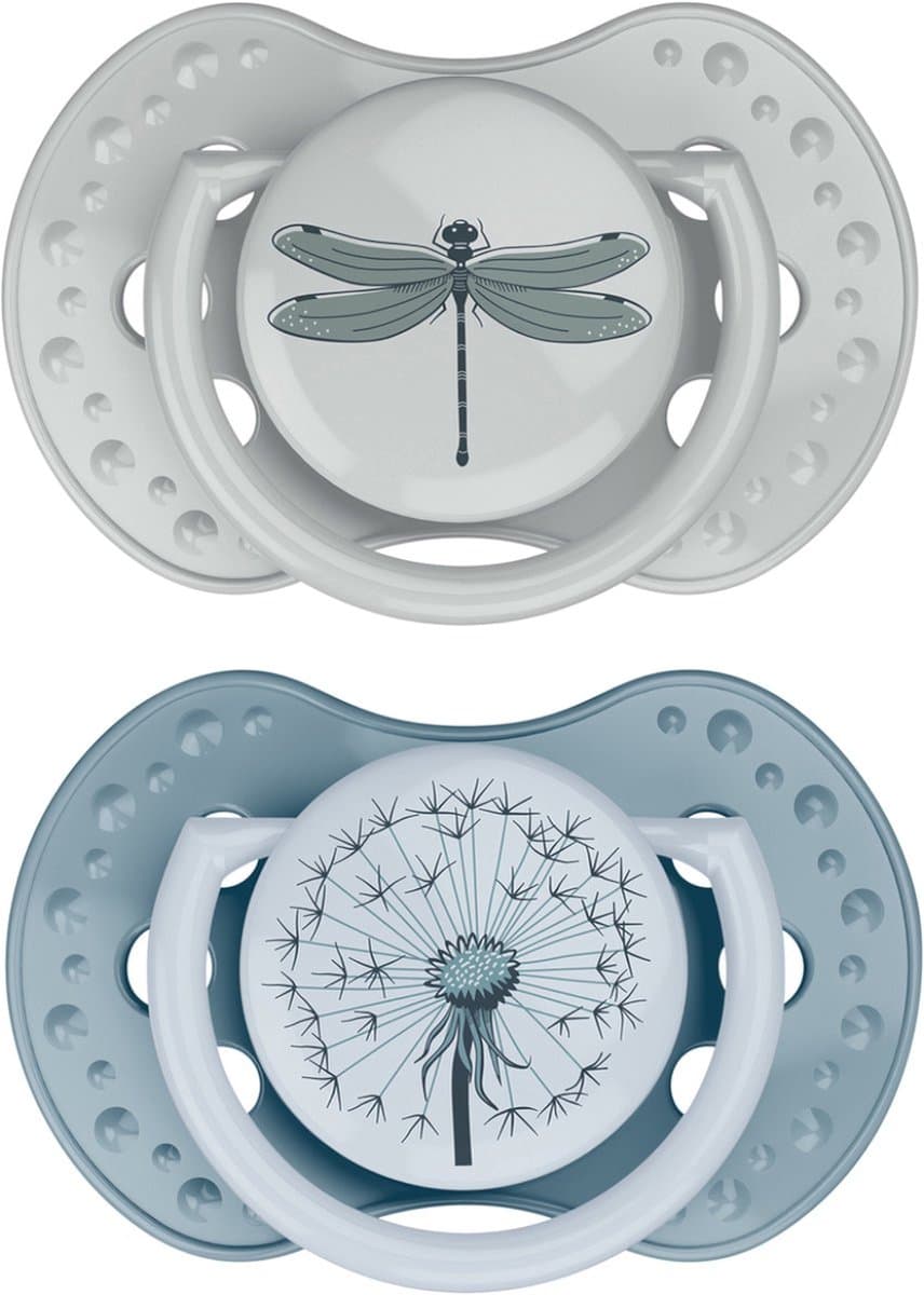 Difrax LOVI Fopspeen Dynamisch - Classy - 6 tot 18 Maanden - Blauw & Groen - 2 Stuks