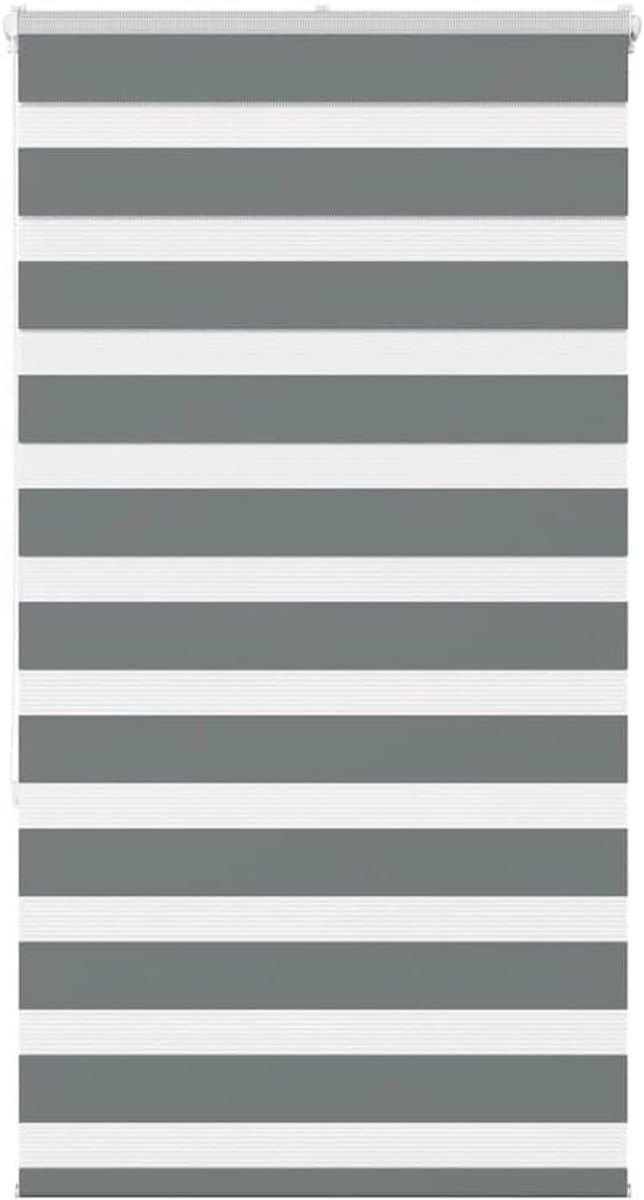 Zebra Rolgordijn - Dubbel Gordijn Raambekleding - Privacy en Zonwering - Tweelaags Stofontwerp - 90x150 cm - Donkergrijs