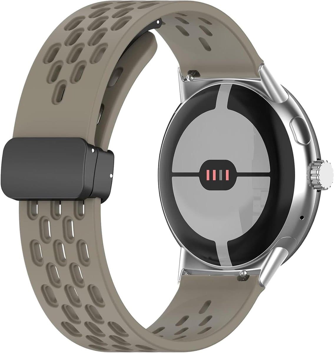 Siliconen Band - Sport Polsband - Smartwatch Gebruik - Magnetische Sluiting - 45mm - Donkergrijs