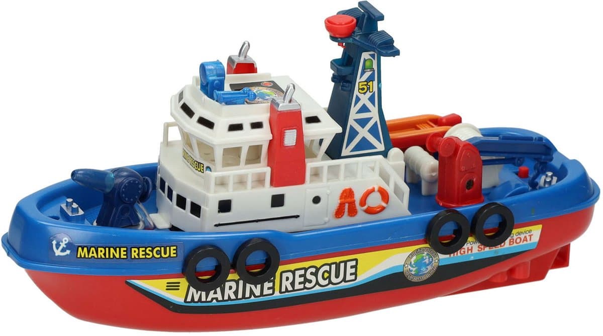 Reddingsboot speelgoed boot kunststof multikleuren voor kinderen.