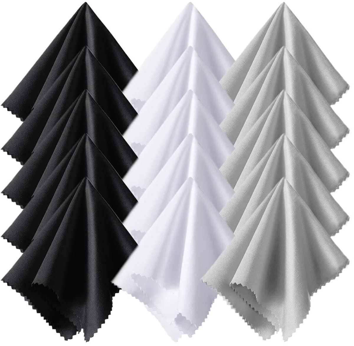 Allecto - Microvezel Schoonmaakdoekjes - Glazen Poetsdoek - Ideaal voor Lenses en Screens - Zwart, Wit, Grijs - Geschikt voor Tablets en Brillen