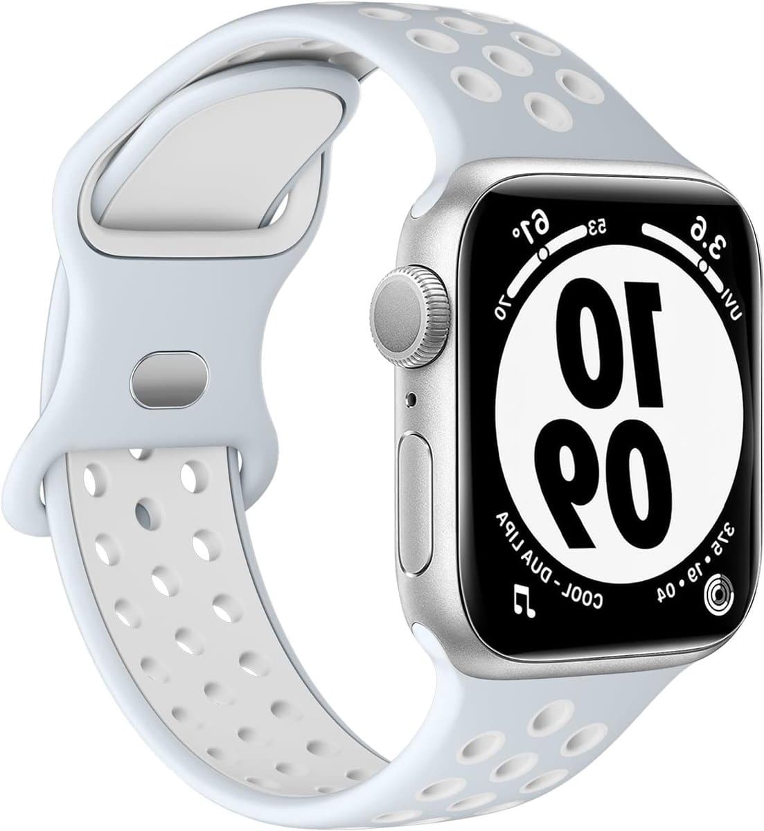 Compatibele Sportarmband voor Apple Watch Ultra/Ultra 2 - Twee-Kleurige Siliconen Armband met Perforaties voor Series 9, 8, 7, 6, SE, 5, 4 - Comfortabel en Duurzaam voor Dames en Heren