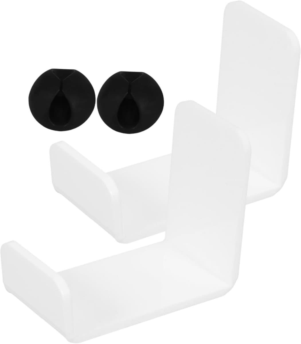 Koptelefoon Hanger - Headset Muurhaak - Opgeruimd Bureau - Ruimtebesparend Ontwerp - 4 Sets - Wit