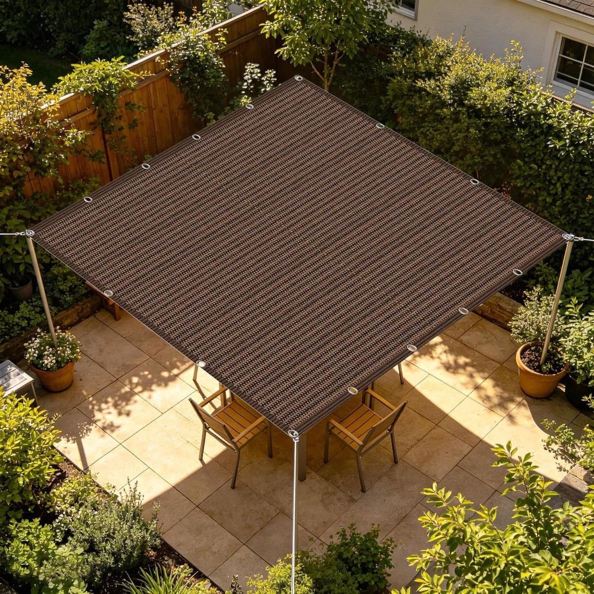 Schaduwnet Ademend - Zonwering Doek - Tuin Beschutting - 98% UV Bescherming - 300 x 302 cm - Bruin