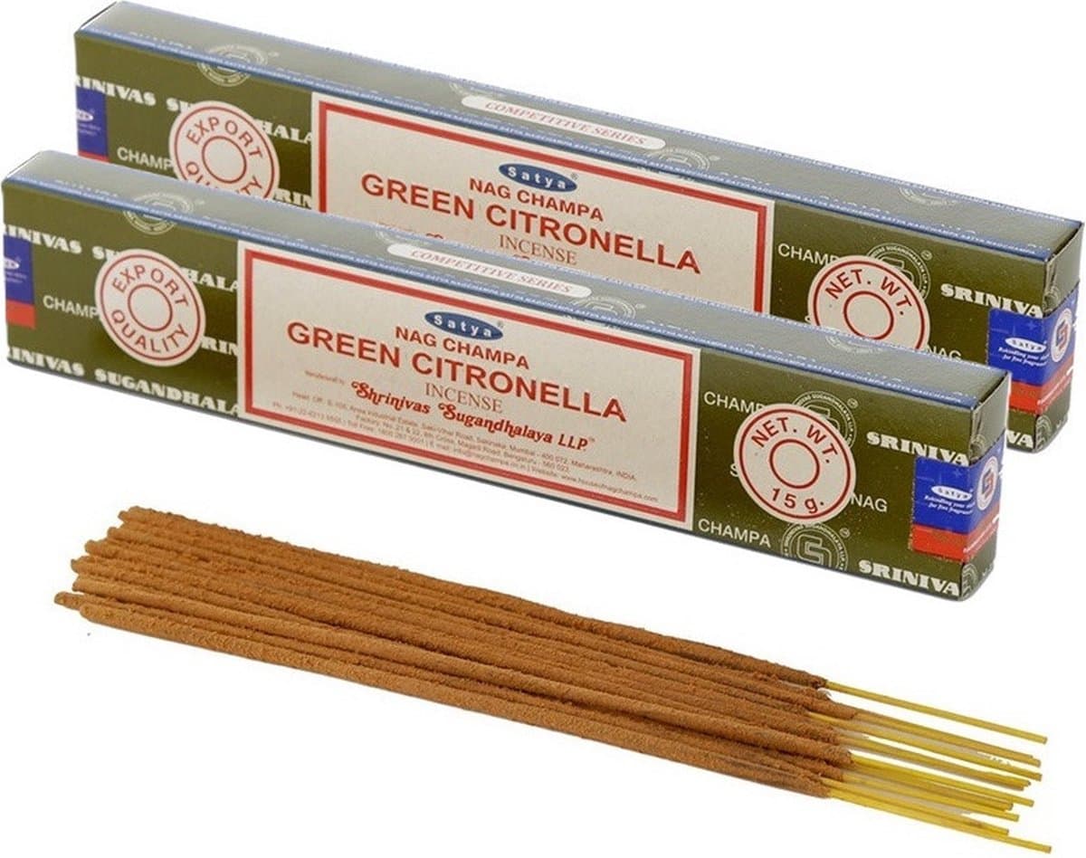 Satya Nag Champa wierrook stokjes citronella geur - 30x - Lichaam in balans - Meditatie - staafjes van 21 cm - 30 minuten