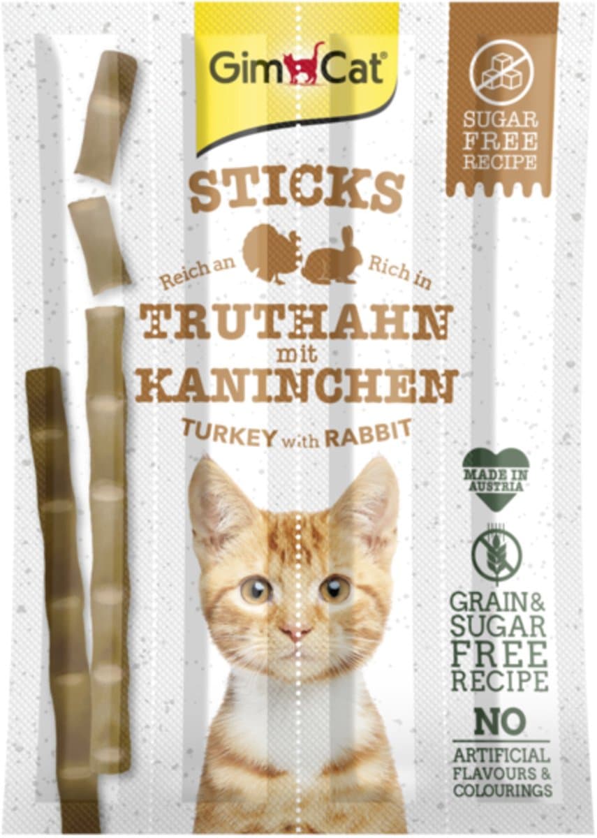 Gimcat Sticks - Kattensnack - Kalkoen Konijn 20 g 4 stuks