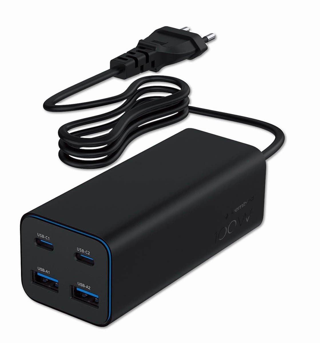 Gembird 100W GaN USB-C Oplader - 4 Poorten - Snel Laden - Universeel Compatibel