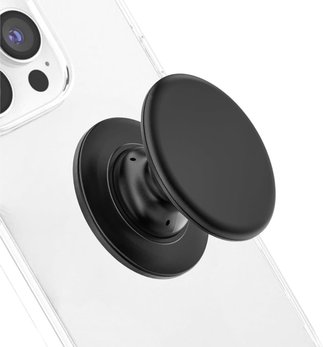 Uitschuifbare en opvouwbare telefoonhouder, geschikt voor mobiele apparaten zoals telefoons en tablets, zwart.